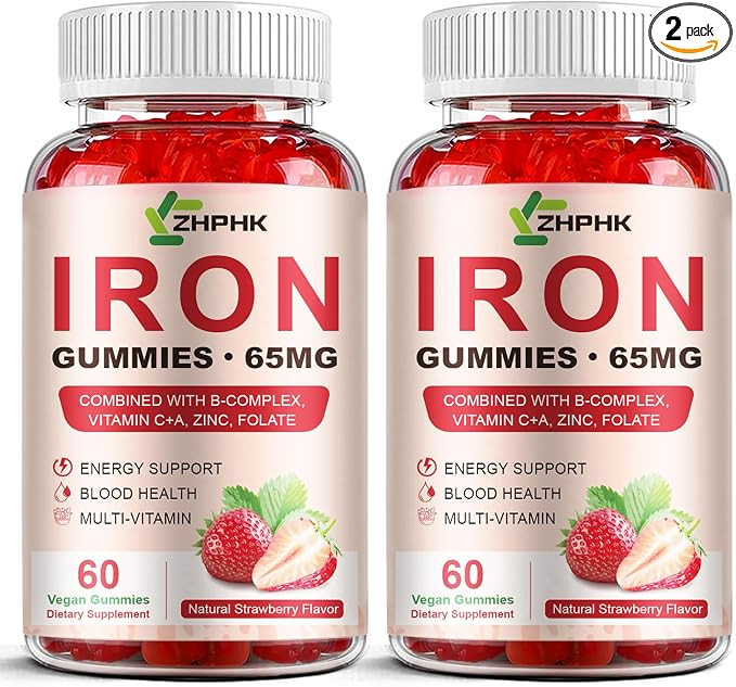 ZHPHK Iron Supplement Gummies for Women, Men & Kids, 65mg Iron & 250mg Vitamin C per Serving - He... | Amazon (US)
