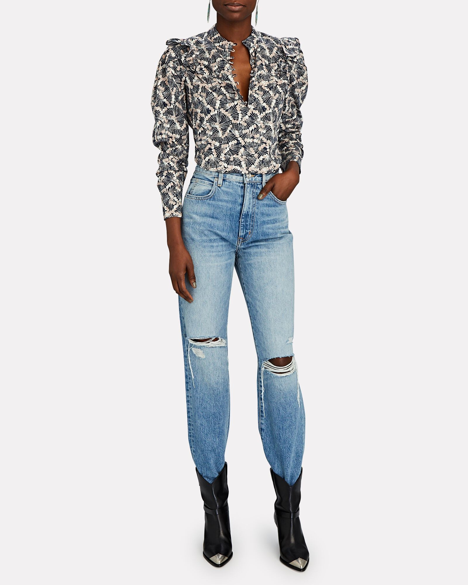 Brie Ruffled Poplin Blouse | INTERMIX