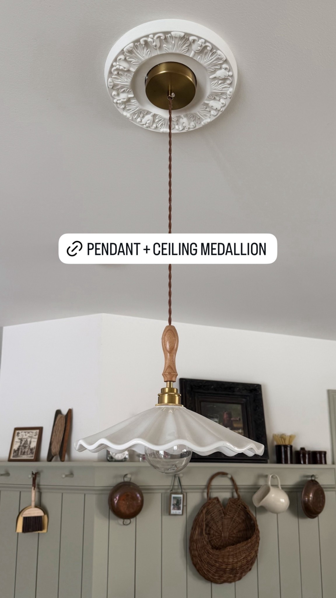 Ruffle scallop pennant light, ceiling medallion 

#LTKHome #LTKFindsUnder100