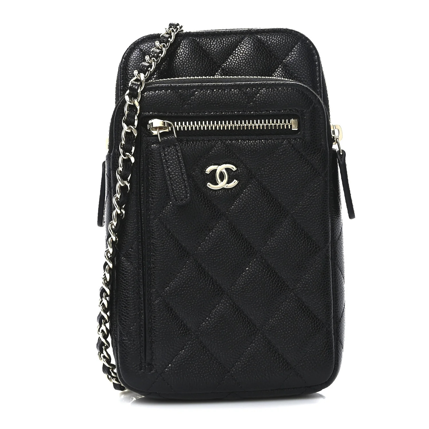 Chanel Caviar Quilted Phone Pocket With Chain WOC Black 1713657 | FASHIONPHILE (US)