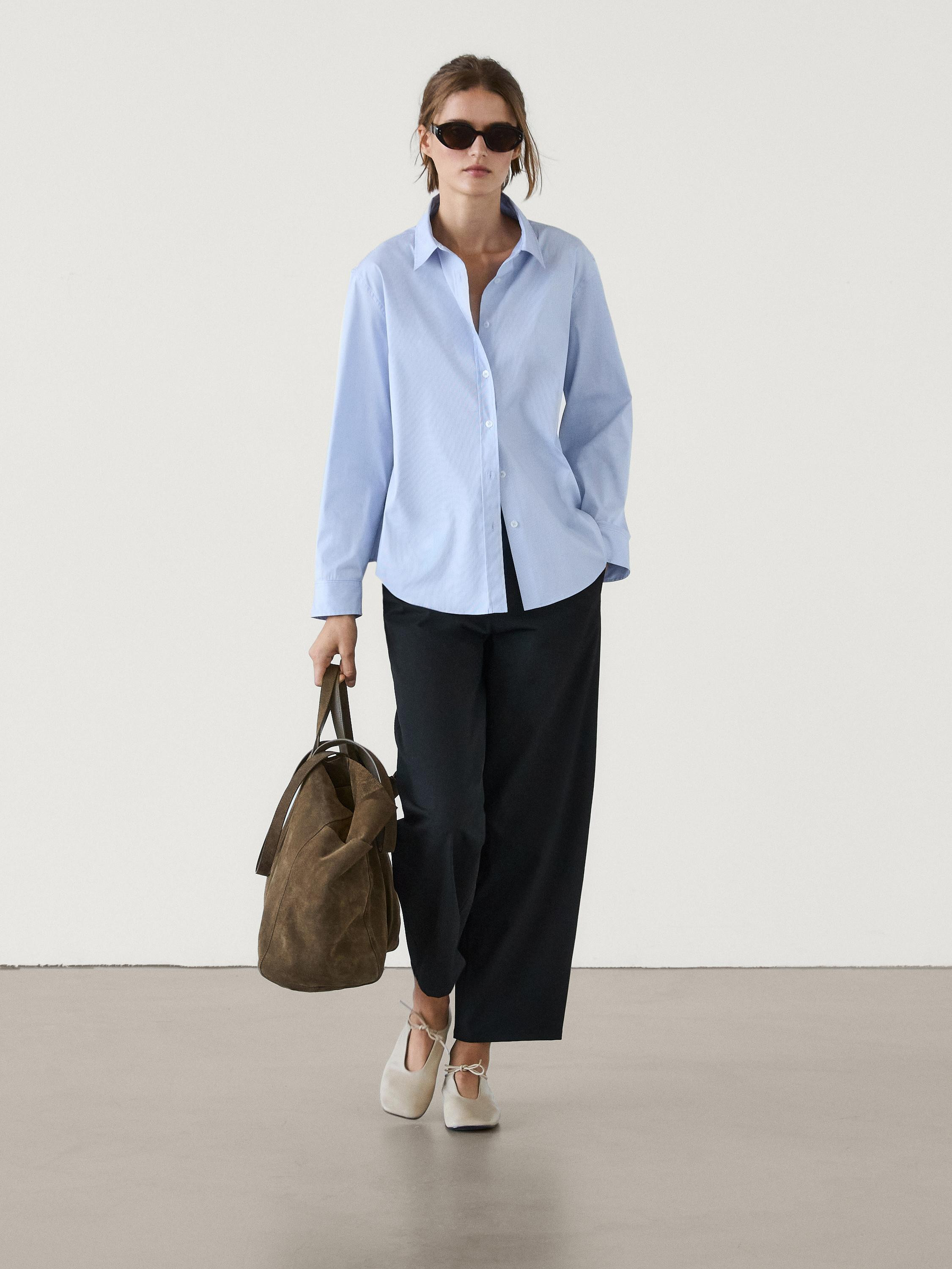 Stretch-Hemd mit Baumwolle und feinen Streifen | Massimo Dutti DE