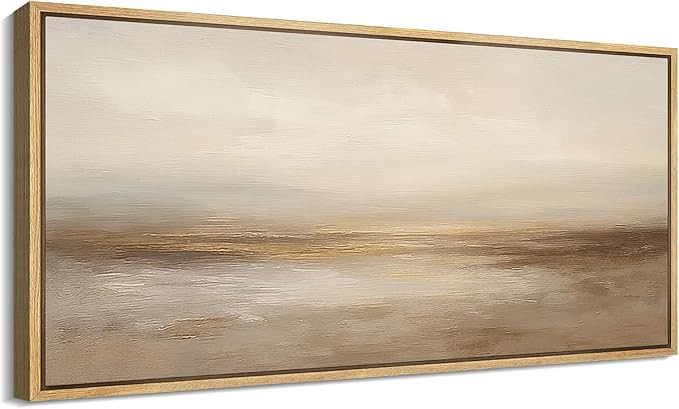 MUDECOR Extra Larg Framed Canvas Print Wall Art Neutral Beige Horizon Abstract Modern Minimalist ... | Amazon (US)