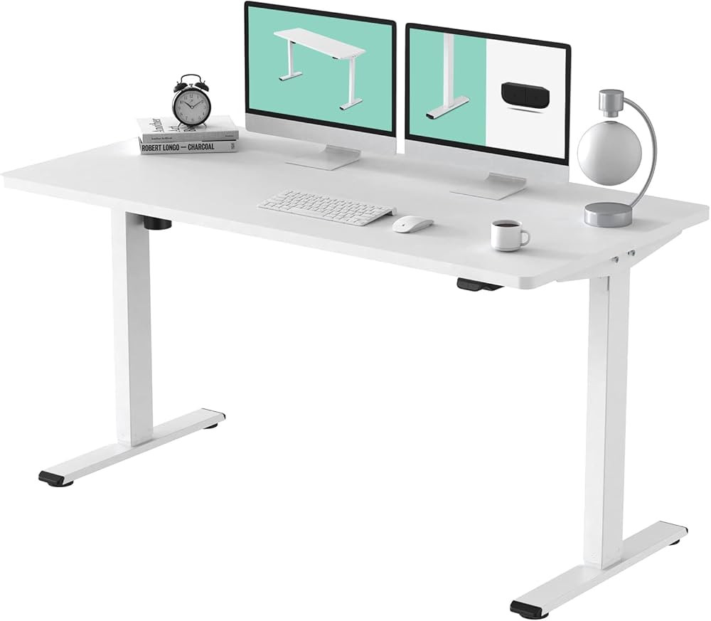 FLEXISPOT EC1 Electric White Standing Desk Whole Piece 55 x 28 Inch Desktop Adjustable Height Des... | Amazon (US)