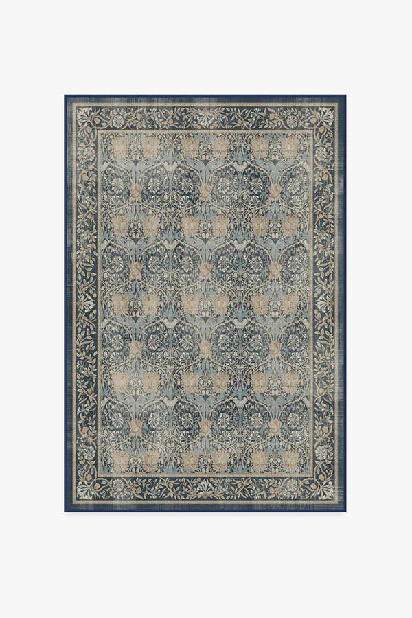 Honeysuckle & Tulip Indigo Rug by Morris & Co. | Ruggable US | Ruggable