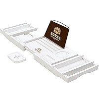 ROYAL CRAFT WOOD Bathtub Caddy Tray - Adjustable Bamboo Bathtub Tray (White) | Amazon (US)
