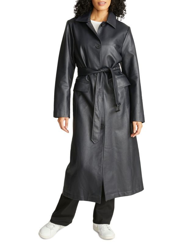 Rebecca Minkoff Faux Leather Belted Maxi Trench Coat on SALE | Saks OFF 5TH | Saks Fifth Avenue OFF 5TH