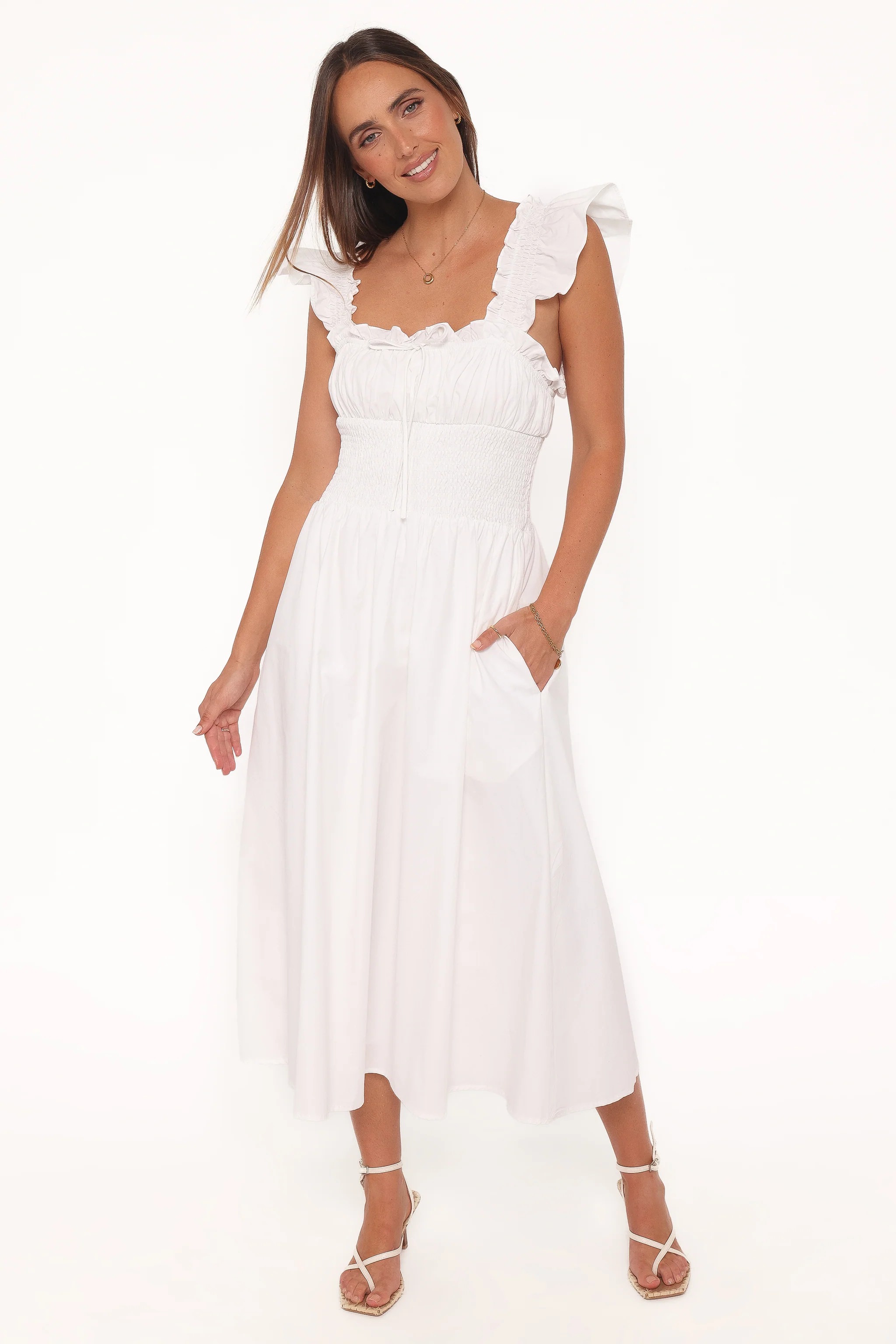 Bronte Midi Dress - White | Petal & Pup (US)