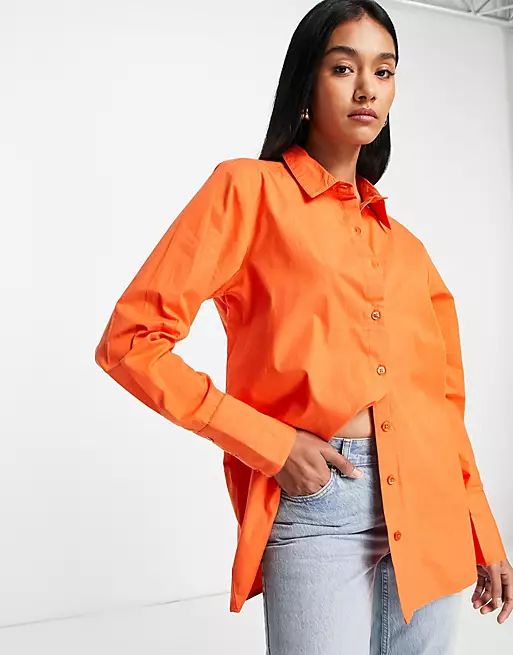 Extro & Vert cotton oversized shirt in orange | ASOS (Global)