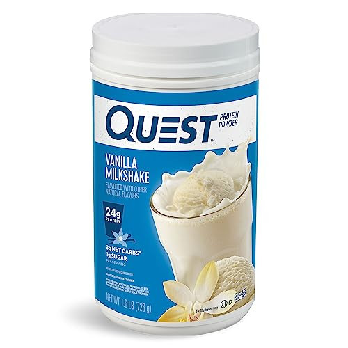 Quest Nutrition Vanilla Milkshake Protein Powder, 24g of Protein, 1g of Sugar, Low Carb, Gluten Free, 1.6 Pound, 23 Servings | Amazon (US)