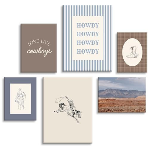 Lhoiplme Western Cowboy Wall Art Decor Vintage Nursery Poster Western Room Canvas Wall Decor Baby Boy Nursery Prints Retro Cowboy Pictures Vintage Artwork for Boys Bedroom 12x16x6 Inch Wrapped Canvas | Amazon (US)