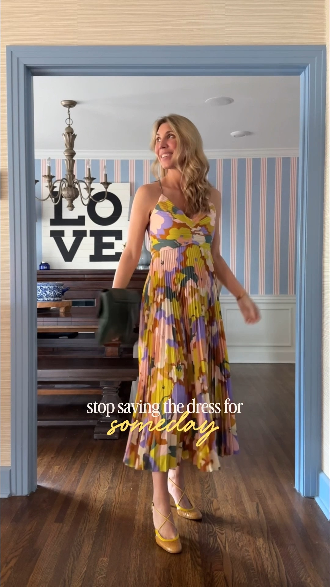 Stop saving the dress for someday - Wear it on a regular ole weeknight !

Linked similar dresses by the same brand (ASTR the Label), similar shoes, and the green clutch from Amazon is exact. 💛