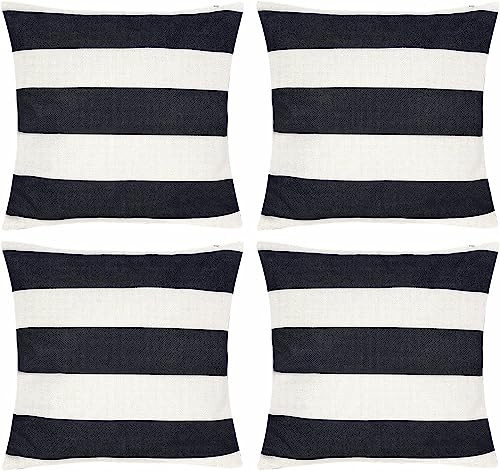 tiggell 4 Pack Waterproof Pillow Covers Outdoor Throw Pillowcases Decorative Garden Cushion Case for Home Garden Patio Couch Balcony Striped (16 * 16 inch, Black & White) | Amazon (US)