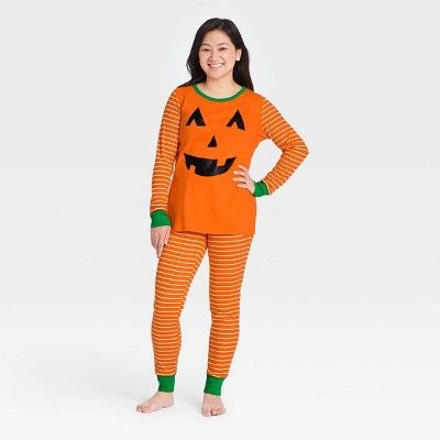 Women's Halloween Pumpkin Matching Family Pajama Set - Orange | Target