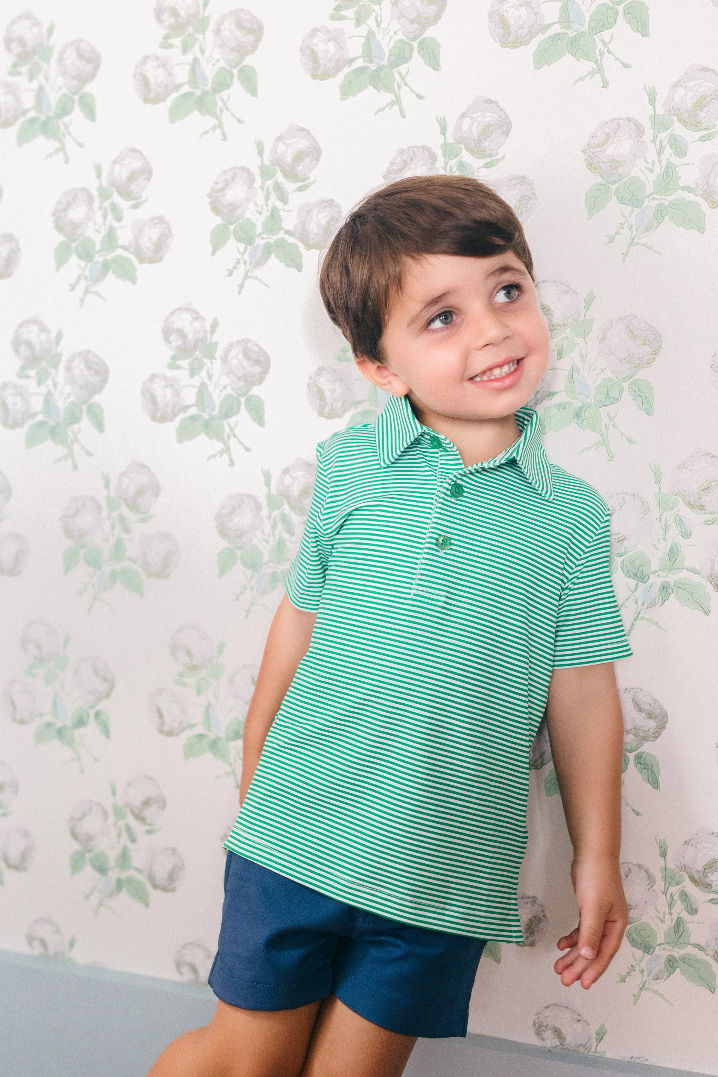 Green Stripe Boys' Polo (FINAL SALE) | Poppy Kids Co