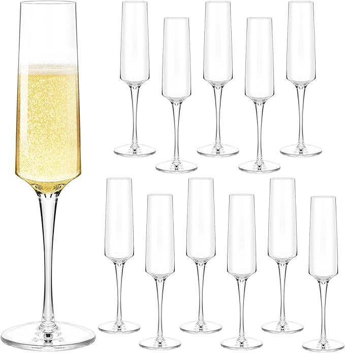 WYTAOHZL 12PCS Acrylic Champagne Flutes 6 OZ Clear Champagne Flutes Plastic Tall Stemmed Champagn... | Amazon (US)
