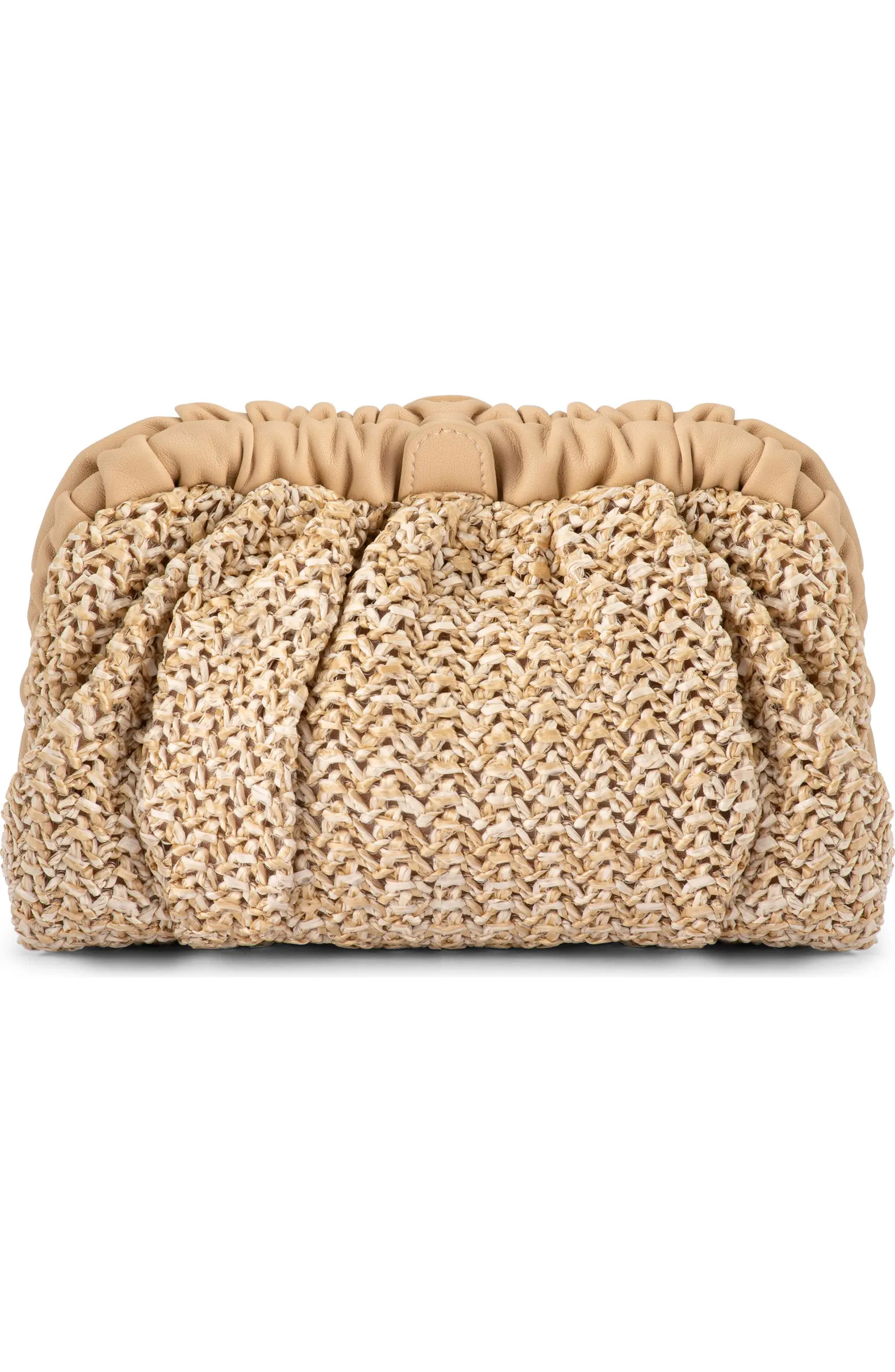 Olga Berg Amalia Pleated Woven Straw Clutch | Nordstrom | Nordstrom