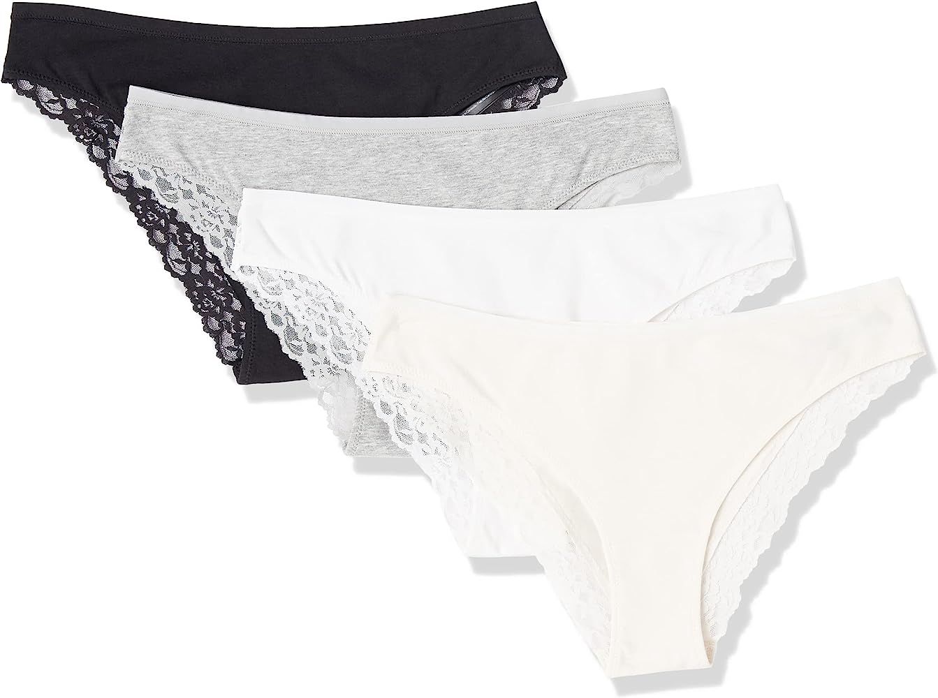Amazon Essentials Women's Cotton and Lace Cheeky Brazilian Underwear, Pack of 4 | Amazon (US)