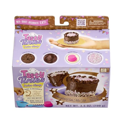 Goliath Tasty Tinies Bake Shop Chocolate Cake Mix Kit with Pink Pop Sprinkles & Chocolate Frosting Mix | Bake & Decorate 2 Real Mini Cakes | Includes Mini Tools & Ingredients | Ages 6+ | Amazon (US)