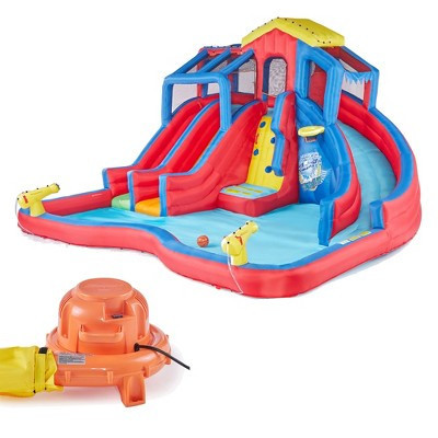 Banzai Hydro Blast Water Slide Park, Inflatable Water Slides for Kids Backyard with 3 Water Slides, 2 Water Cannons, Climbing Wall, and More, Ages 5+ | Target