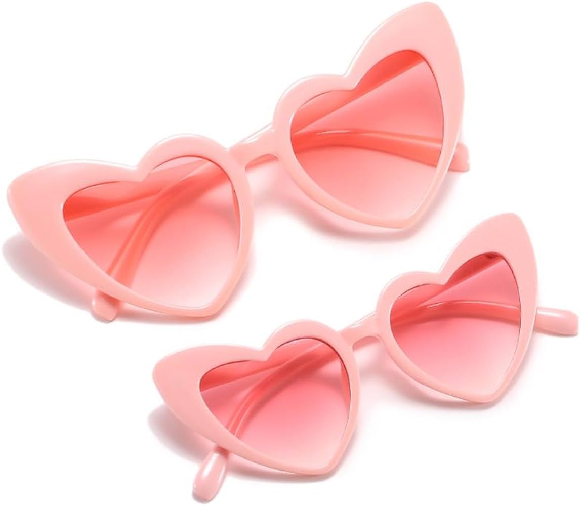 OZPYKAE 2Pcs/Set Heart Sunglasses Women and Kids,Vintage Love Heart Shaped Sunglasses Cat Eye Gla... | Amazon (US)