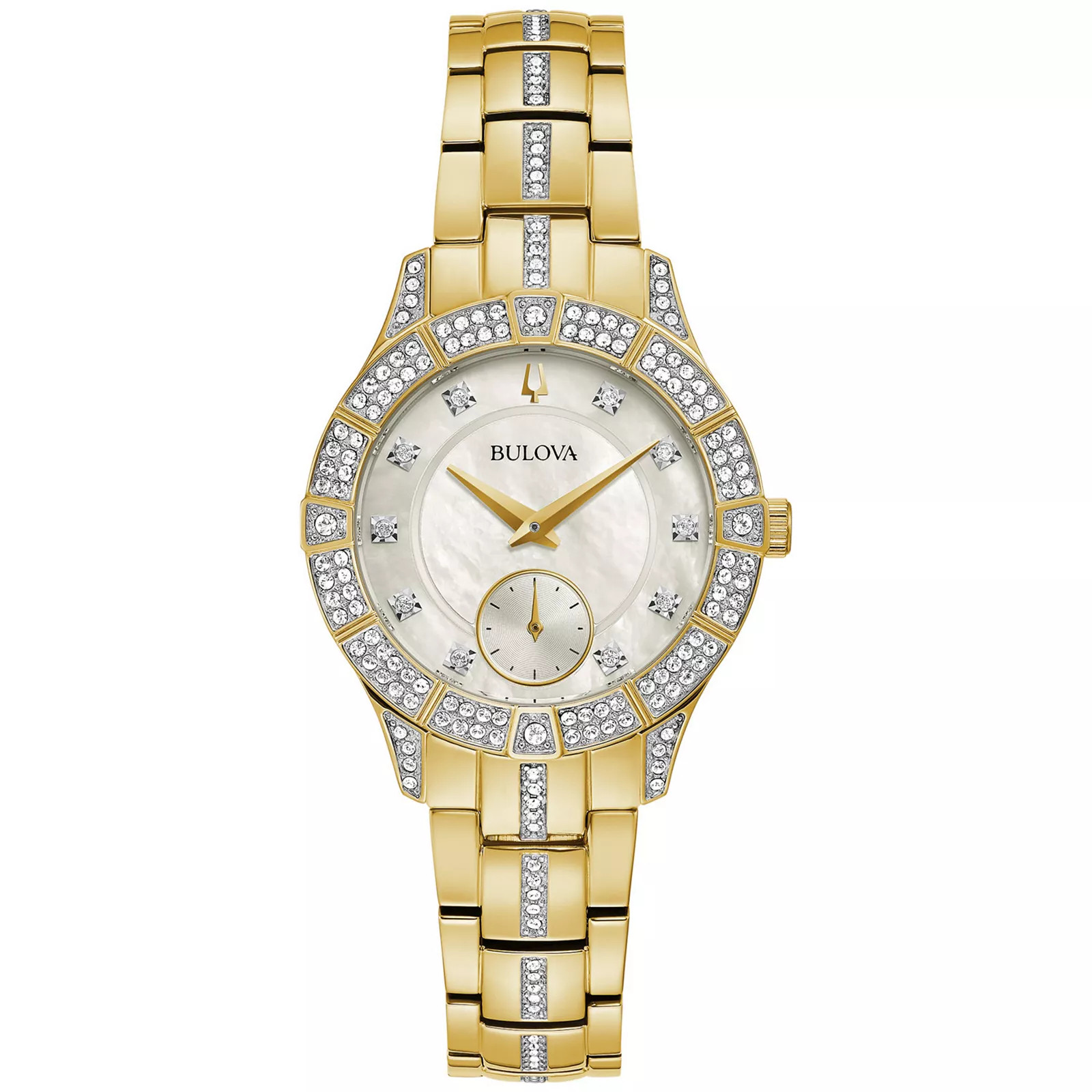 Bulova Women's Gold-Tone Stainless Steel Crystal Bracelet Watch - 98L283, Size: Small | Kohl's