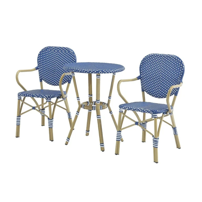 Furniture of America Courtnie French Country 3-Piece Aluminum Outdoor Bistro Set by  Blue | Walmart (US)