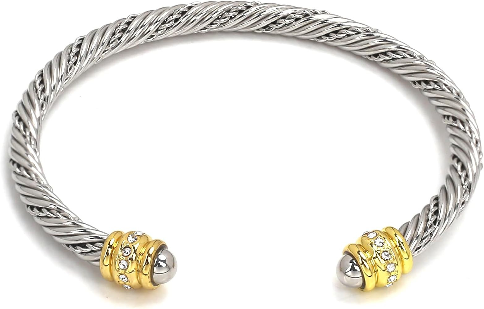 AZR Cable Cuff Bracelets for Women 5mm Twisted Bangles trendy Two Tone Knot charms Adjustable Sta... | Amazon (US)