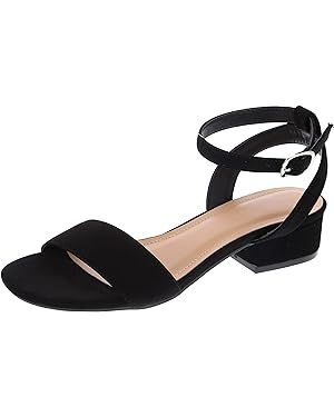 TruFox Open Toe Ankle Strap Low Block Heel Dress Sandal | Amazon (US)