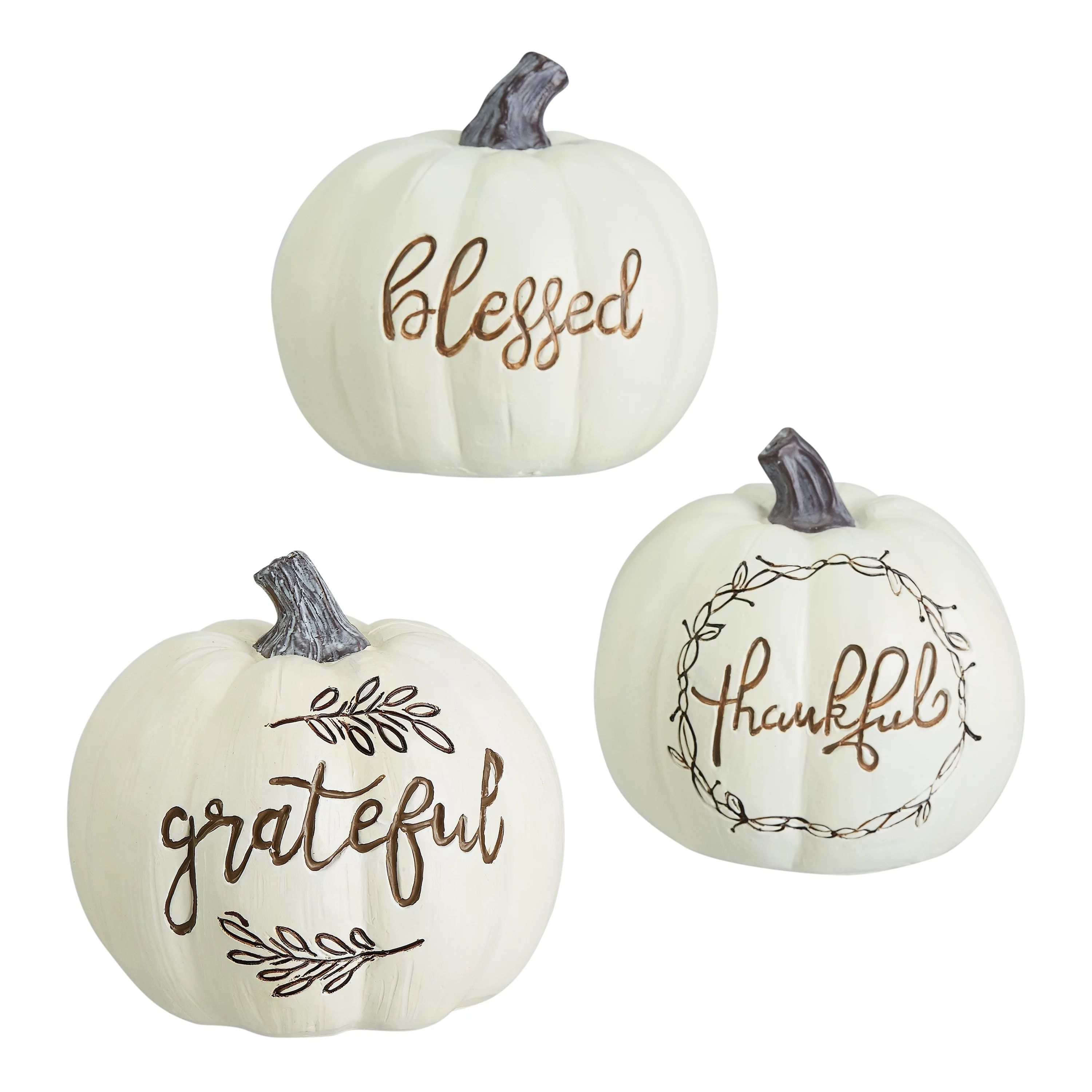 Way to Celebrate White Pumpkin Table Top Decoration, Set of 3 | Walmart (US)