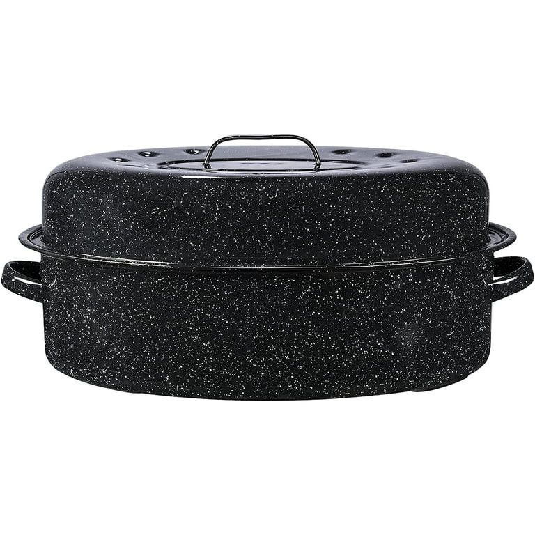 Granite Ware 20 lb. Capacity (19 in) Covered Oval Roaster, Speckled Black / Enamel on Steel - Wal... | Walmart (US)