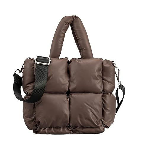 OWGSEE Puffer Tote Bag, Small Puffy Bags for Women Lightweight Down-Filled Crossbody Quilted Tote Bag Shoulder Handbags Purse (Coffee) | Amazon (US)