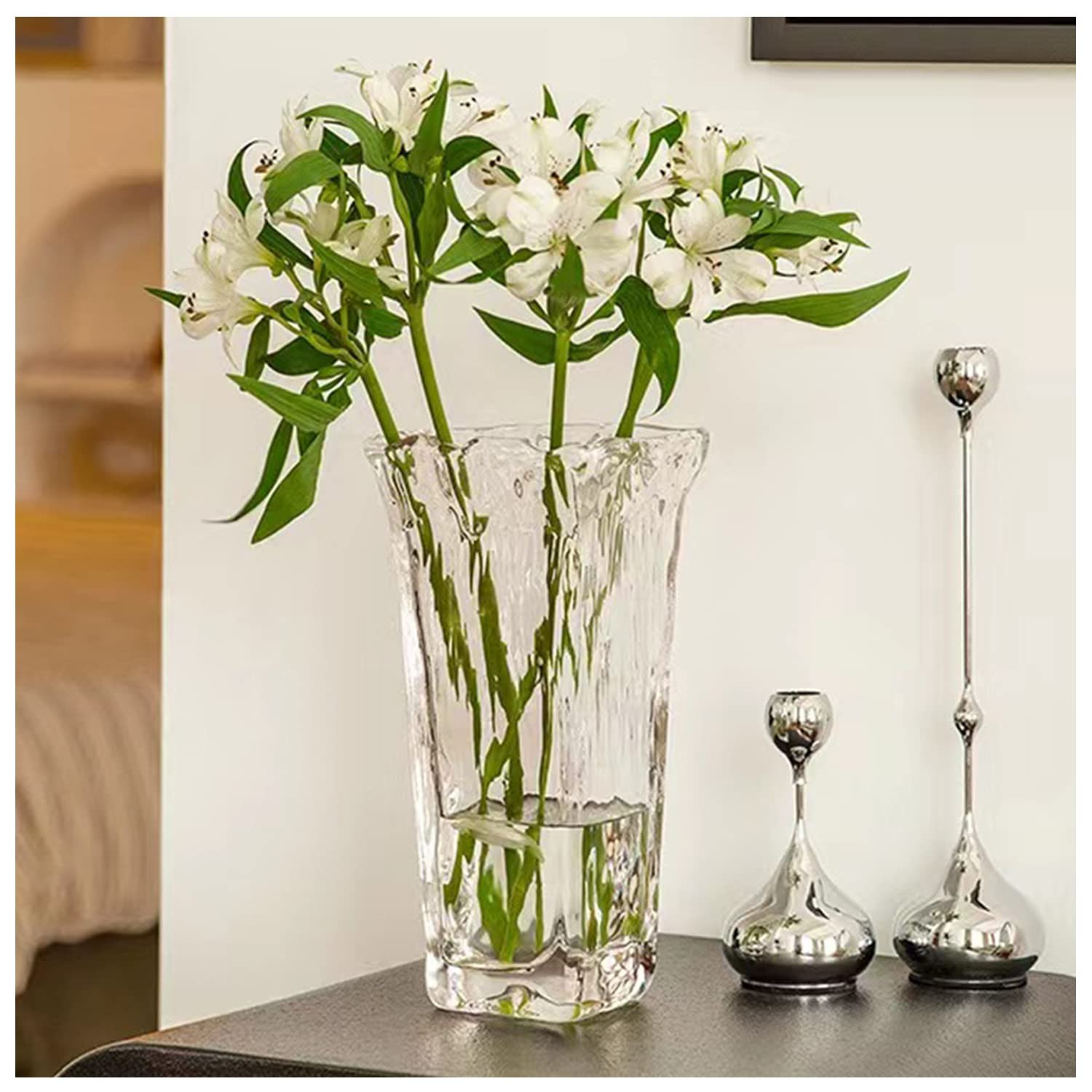 Clear Glass Flower Vase Wide Mouth for Home Wedding Heavy Centerpieces Decorative (Clear) | Amazon (US)
