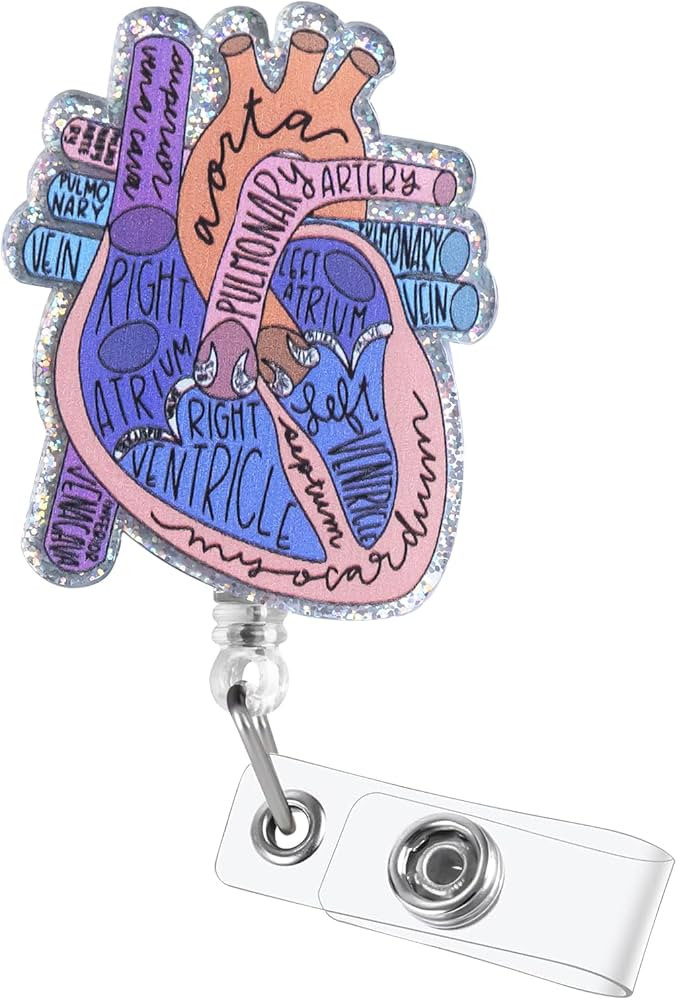 Nurse Badge Reel, Funny Badge Holder, Cute Retractable Badge Reels with ID Card Clip, Cardiac Med... | Amazon (US)
