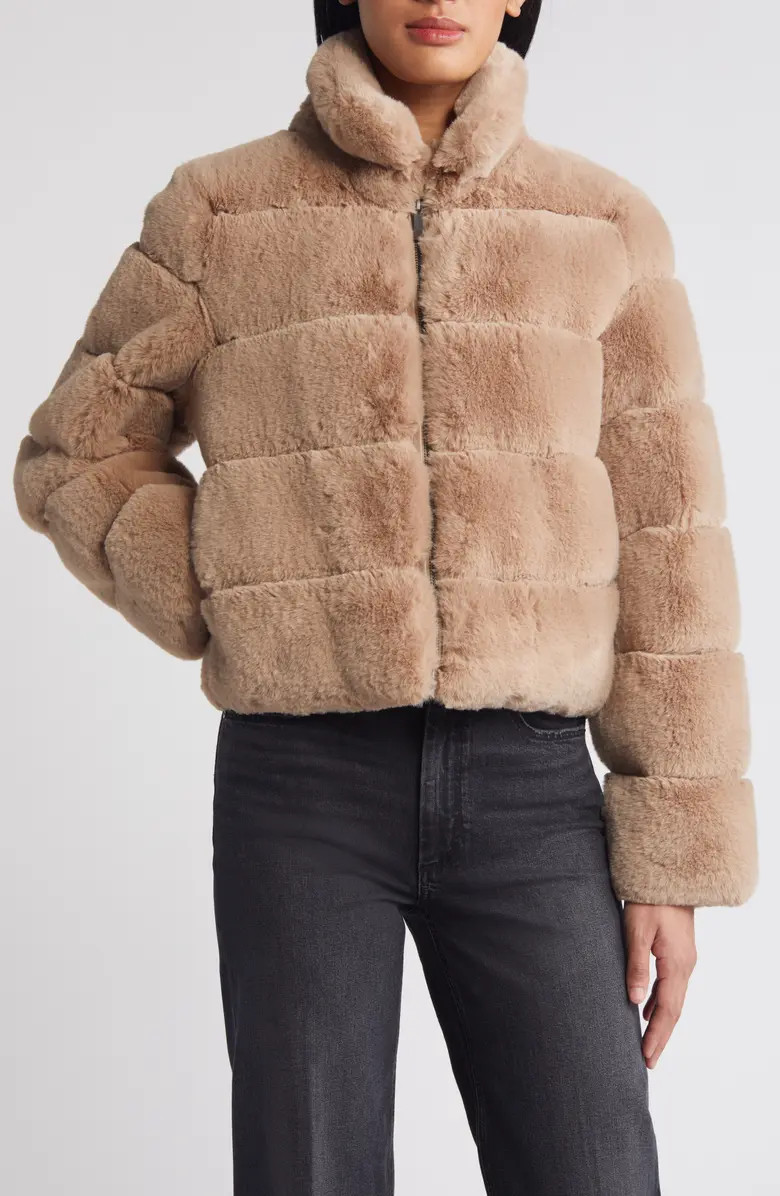 BCBGMAXAZRIA Channel Quilted Faux Fur Jacket | Nordstrom | Nordstrom