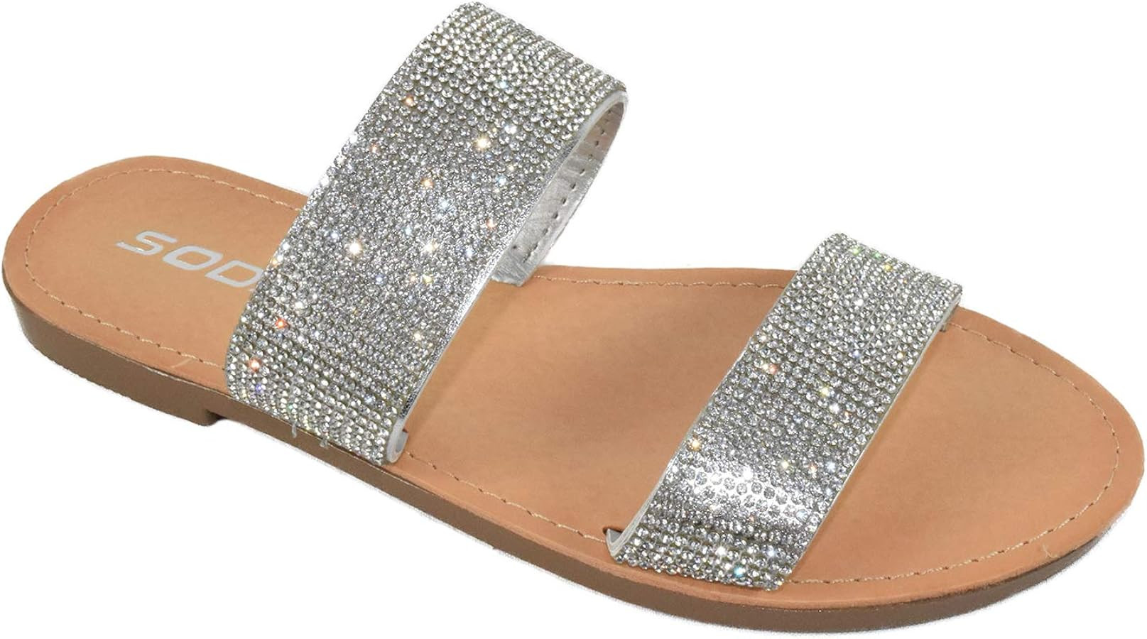 Soda Shoes Women Flip Flops Slippers Sandals Double Strap Slide Casual Bling Rhinestone Crystals ... | Amazon (US)