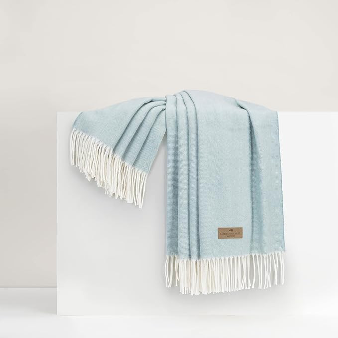 Lands Downunder All-Season, Luxury Glacier Blue Herringbone Throw – Soft Woven Throw with Decor... | Amazon (US)