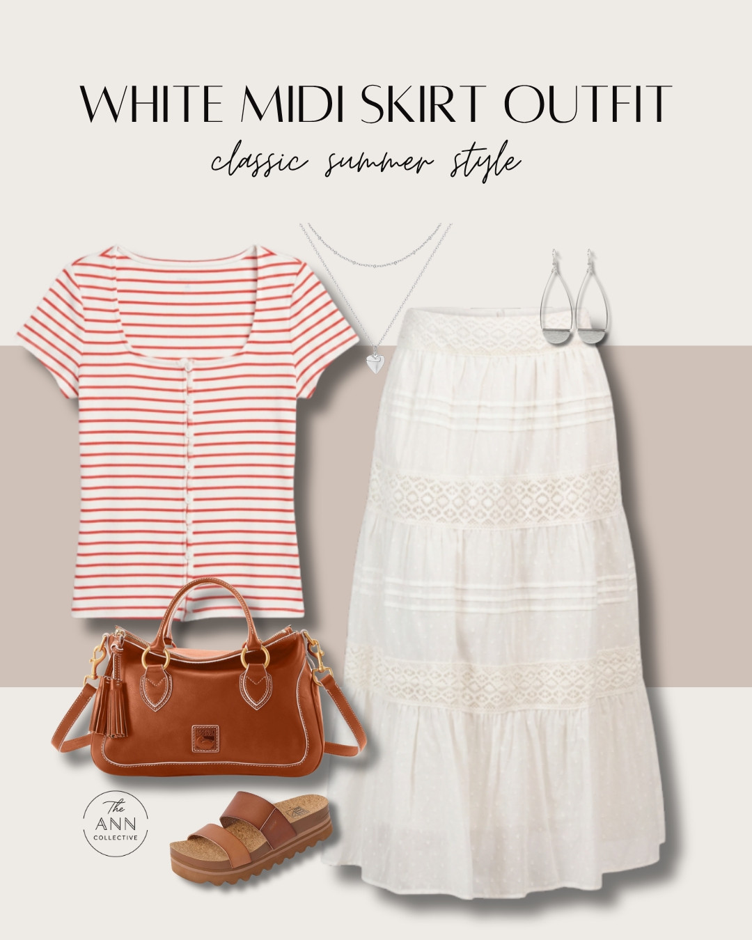 A white midi skirt is one of my favorite summer staples because it’s so easy to style. Pair it with a striped top, comfortable sandals, and a classic handbag for an outfit you’ll wear again and again.

#LTKootd