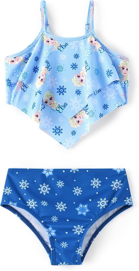Disney Frozen Elsa Stitch Moana Toddler Girls Two Pieces Ruffle Strap Bikini Top and Bottom Set B... | Amazon (US)