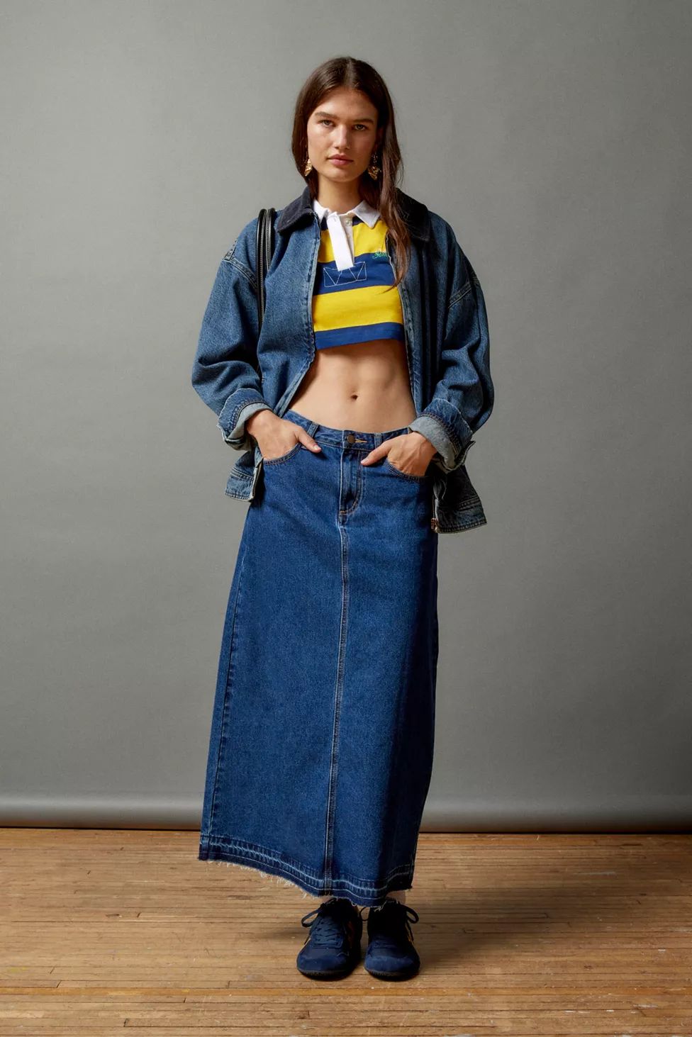 BDG Theo Denim A-Line Midi Skirt | Urban Outfitters (US and RoW)