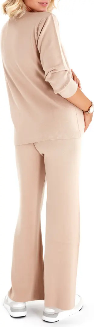 Rib Side Zip Long Sleeve Materity/Nursing Top & Lounge Pants | Nordstrom