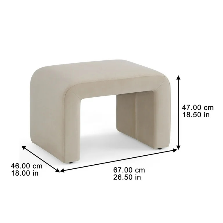 Better Homes & Gardens Juliet Velvet Waterfall Ottoman, Beige - Walmart.com | Walmart (US)