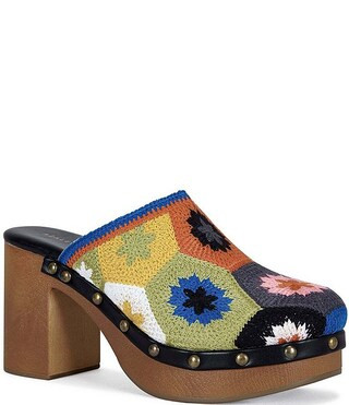 Azalea Wang Naoto Floral Crochet Studded Platform Clogs | Dillard's | Dillard's