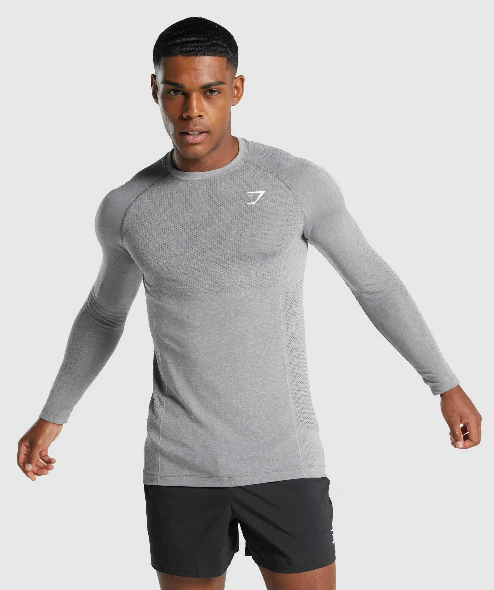 Gymshark Vital Light Seamless Long Sleeve T-Shirt - Charcoal Marl | Gymshark US