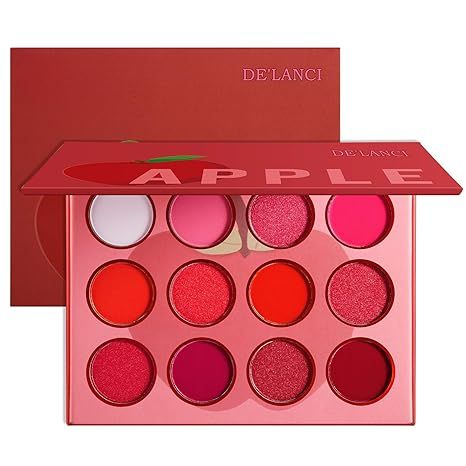 Red Pink Eyeshadow Palette, DE’LANCI Professional Matte Shimmer High Pigmented 12 Colors Eye Sh... | Amazon (US)