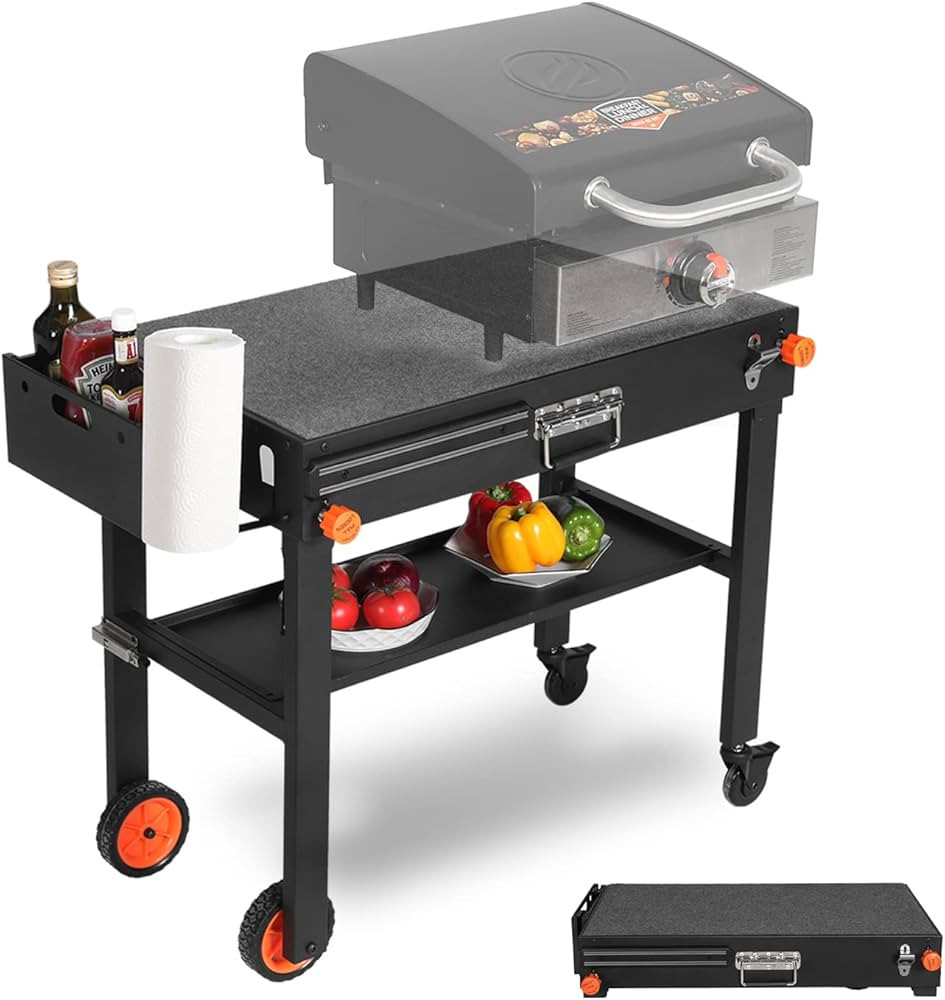 Portable Outdoor Grill Table, Folding Grill Cart Solid and Sturdy, Blackstone Griddle Stand Large... | Amazon (US)