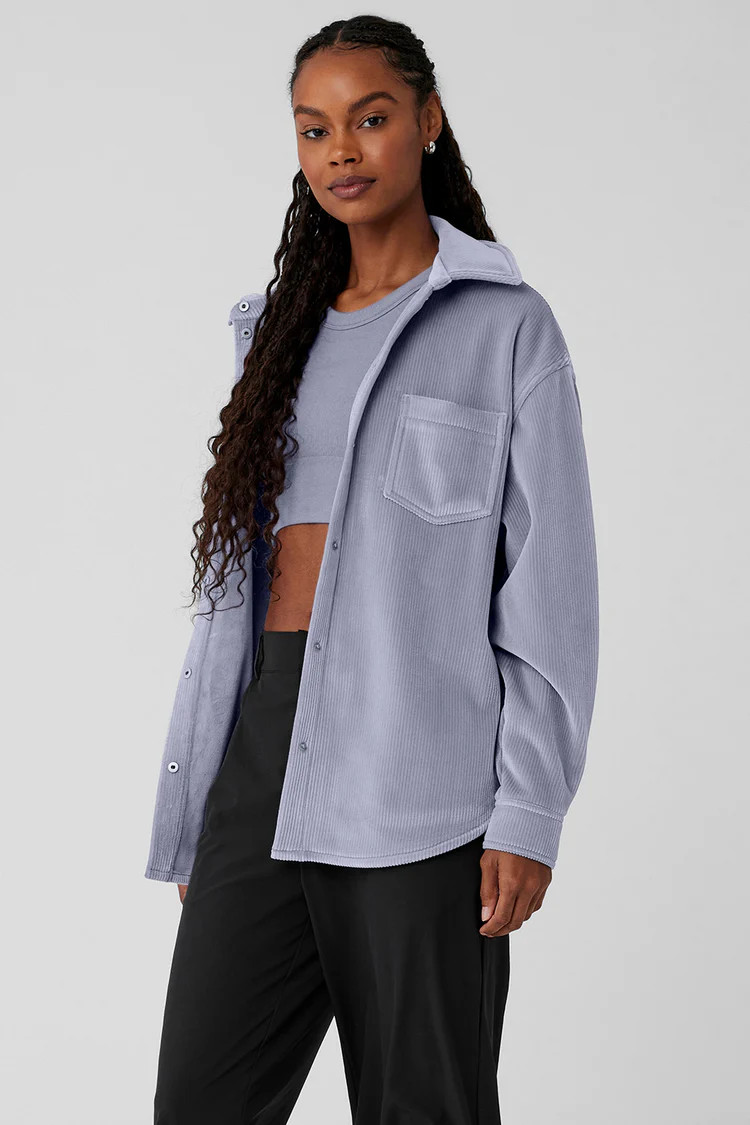 Ribbed Velour Mountain Side Shacket - Fog | Alo Yoga (US)