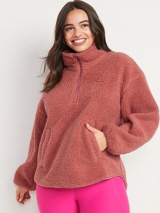 Cozy Sherpa Half-Zip Pullover Sweater for Women | Old Navy (US)