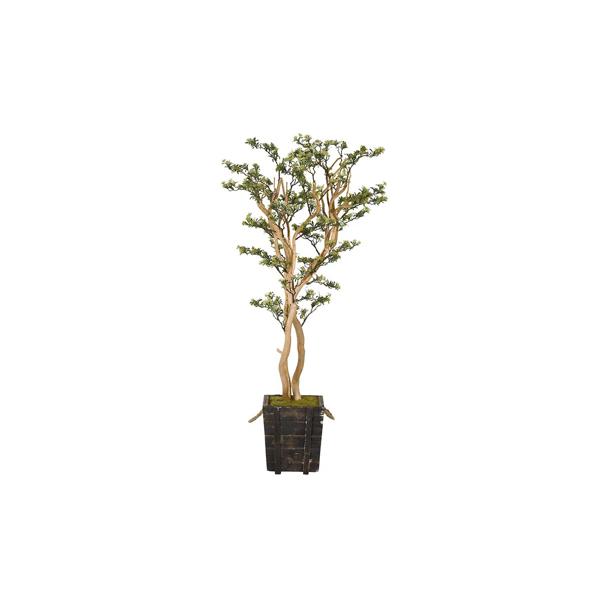 78'' Faux Sedum Tree Tree in Solid Wood Planter | Wayfair North America
