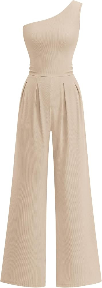 KIRUNDO One Shoulder Jumpsuits For Women Dressy Formal Romper | Amazon (US)