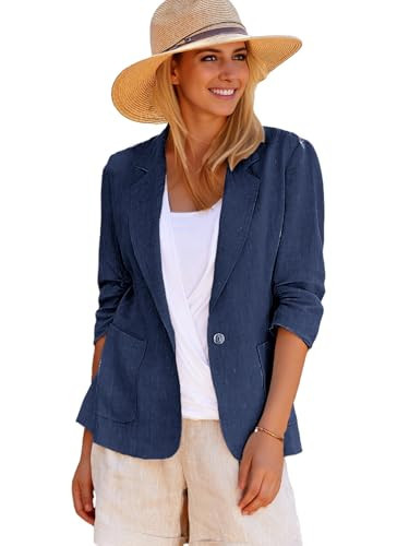 Blue Blazer Jackets for Women Royal Navy Skies are Womens Blazers Dressy Casual Chambray Ladies Jacket Blue XXL | Amazon (US)